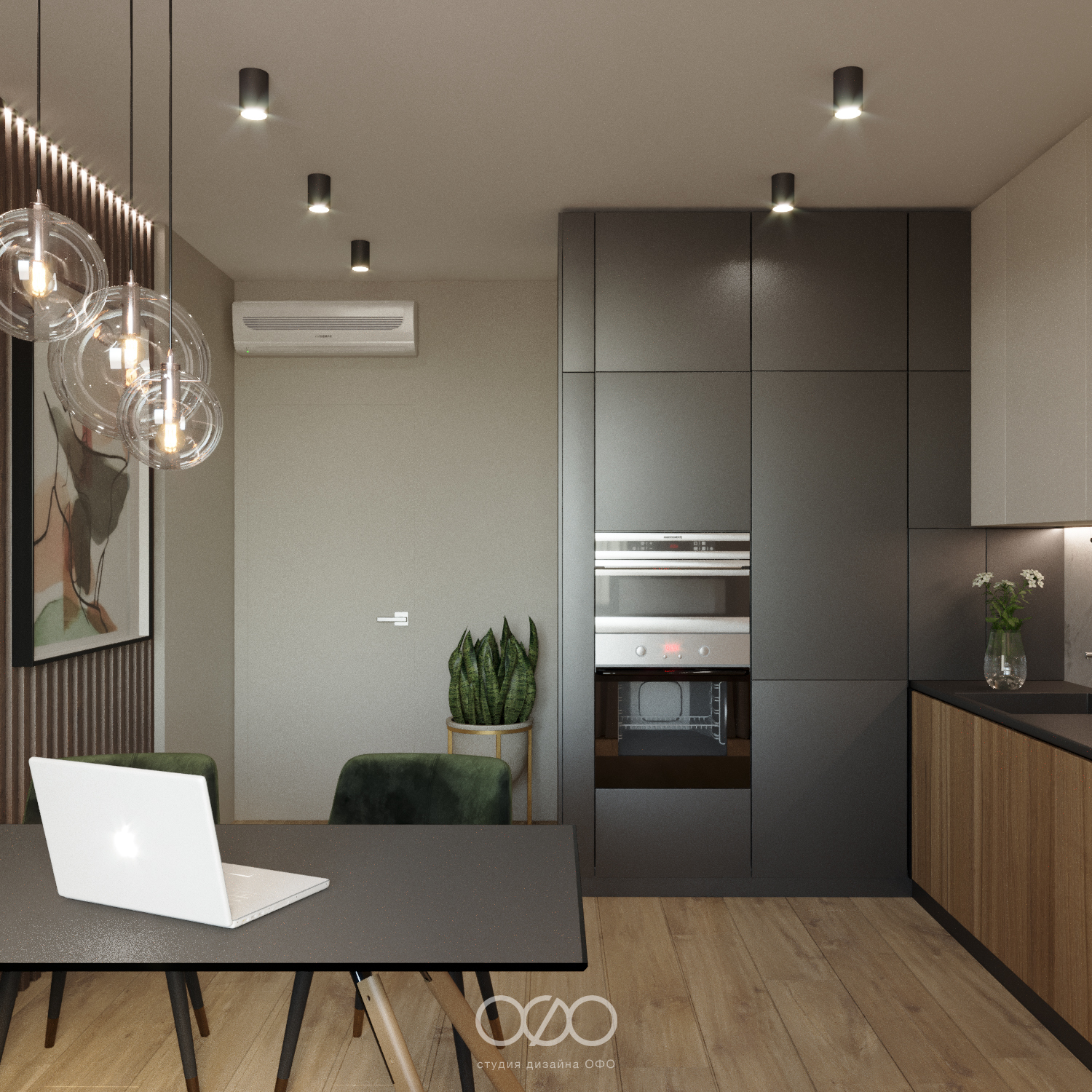 Дизайн кухни в трёхкомнатной квартире